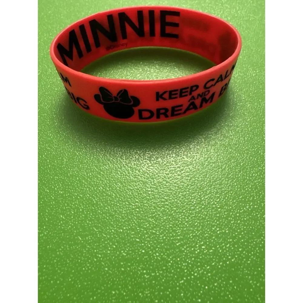 Keep Calm and Dream Big Minnie Bracelet Red Rubber Black